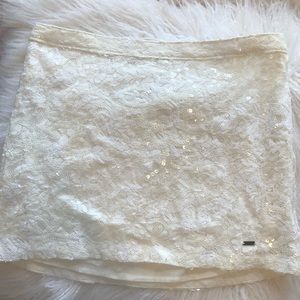 Hollister sequin lace white skirt